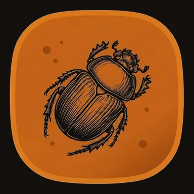 A privileged account, drawn as a scarab sealed in amber